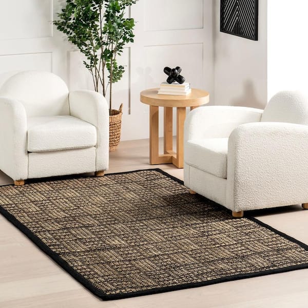 Armani Geometric Seagrass Area Black 5 ft. x 8 ft. Indoor Area Rug