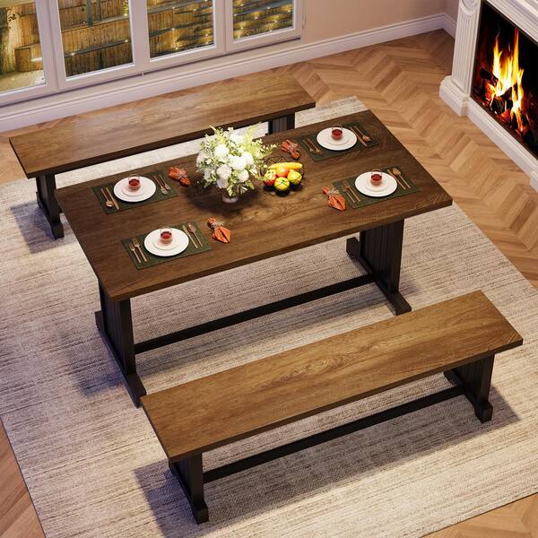 ハチ　　テーブル BYBLIGHT Brown Engineered Wood 63 in. Pedestal Dining Table