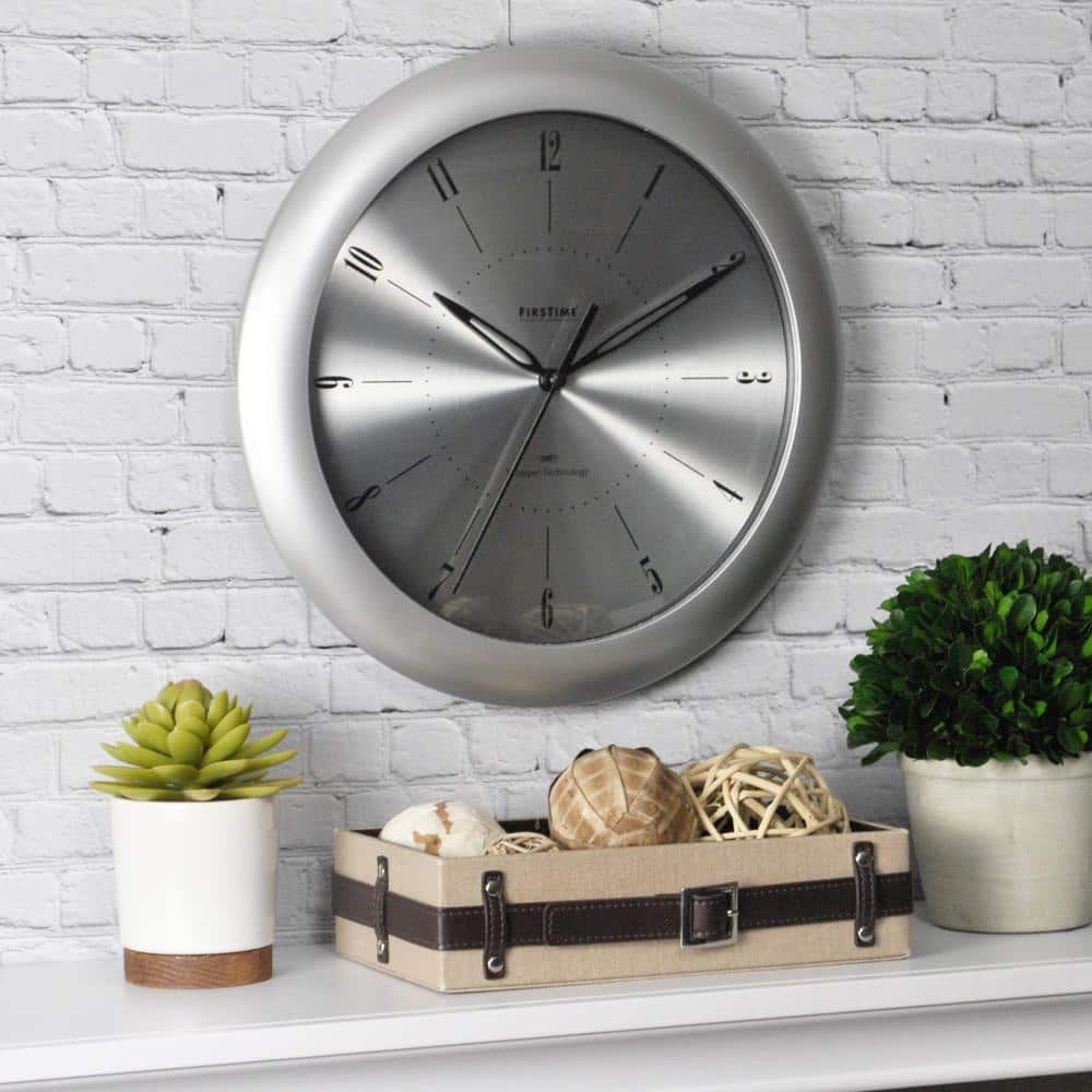 FirsTime Plasma Silver Steel Wall Clock 42006 - The Home Depot