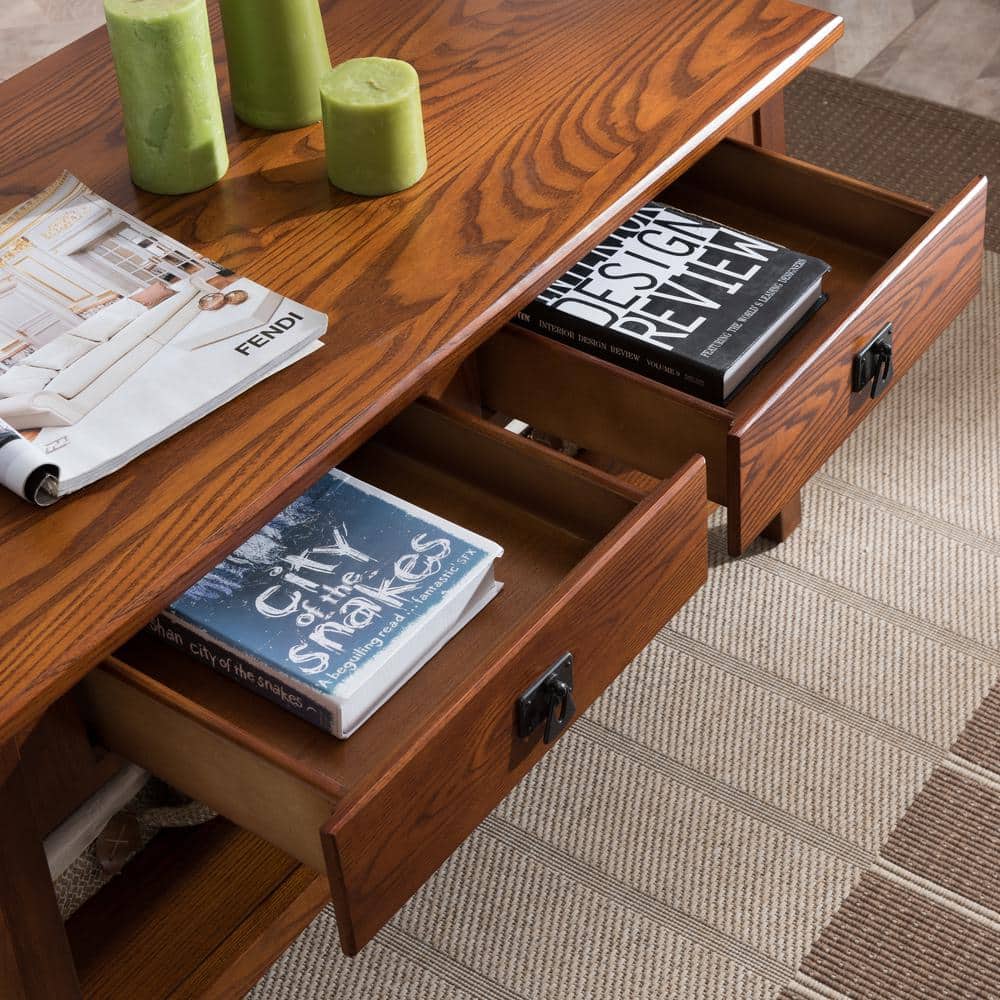 Russet Solid Wood Rectangular Coffee Table with Storage