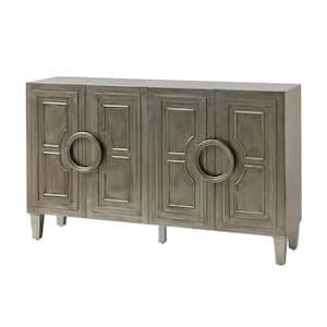 Dawn Modern 58'' Wide Oatmeal Storage Sideboard Buffet with Round Solid Wood Door Handles and Adjustable Shelves