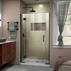 Unidoor-X 39.5 to 40 in. x 72 in. Frameless Hinged Shower Door in Matte Black