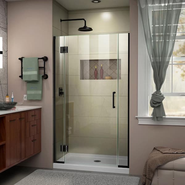 DreamLine Unidoor-X 41 to 41.5 in. x 72 in. Frameless Hinged Shower Door in Matte Black