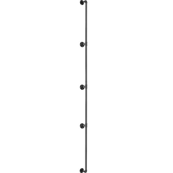 13 ft. Wall Mount Pipe Stair Handrail 156 in. H x 3.74 in. W Staircase Handrail Black Carbon Steel Stair Railing Kit