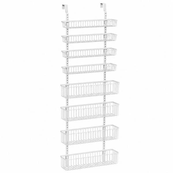 White Over The Door Pantry Organizer, Pantry Organization and Storage, Metal Hanging Spice Rack Shelves Door