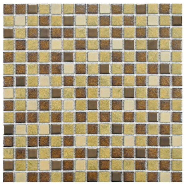 Merola Tile Metal Multi Beige 12-1/4 in. x 12-1/4 in. x 5 mm Porcelain Mosaic Tile (10.63 sq. ft. / case)