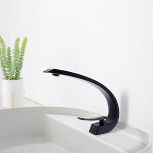 Attractive Single Handle Single Hole Bathroom Faucet with Deckplate Included and Spot Resistant in Matte Black