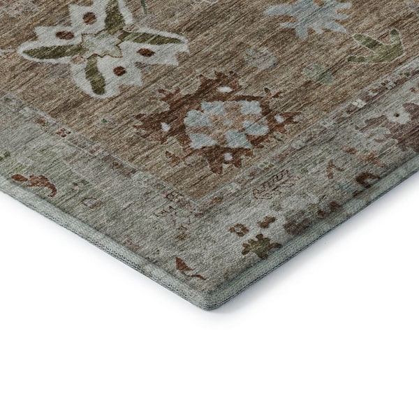 Mayfield Premium Machine Washable Abstract AMF2025 Brown 5 ft. x 7 ft. 6 in. Area Rug