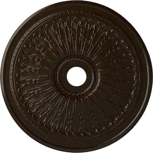 1 in. x 29-1/8 in. x 29-1/8 in. Polyurethane Oakleaf Ceiling Medallion, Bronze