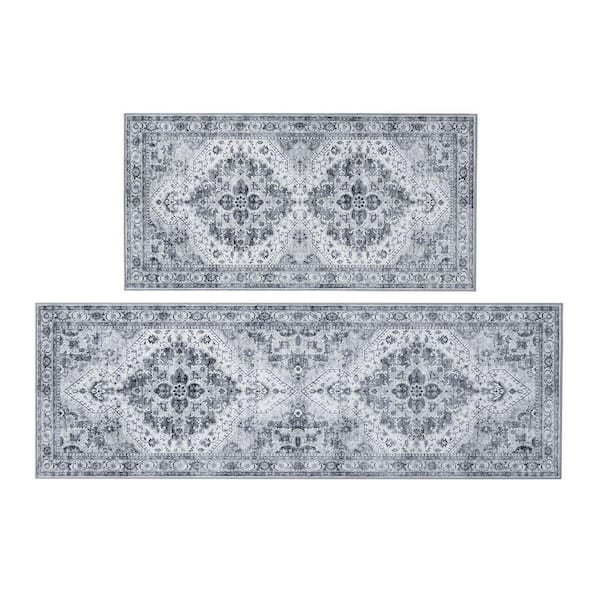 Geraldine Gray 2 ft. x 6 ft. Geometric 2-Piece Rug Set