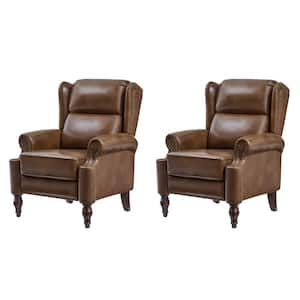 Cristoforo Toffee 34"W Genuine Leather Manual Recliner Set of 2