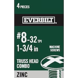 #8-32 x 1-3/4 in. Zinc Plated Combo Truss Head Machine Screw (4-Pack)