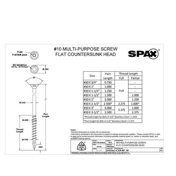 SPAX #10 x 2 in. Exterior Flat Head Deck Wood Screws Construction