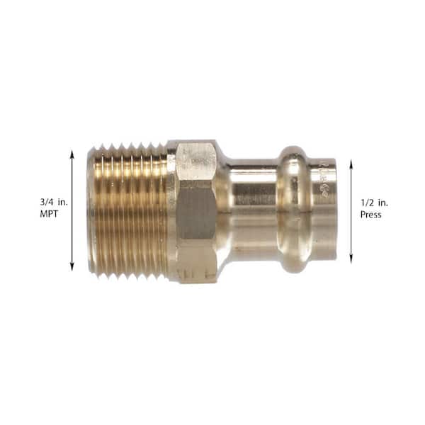 ProPress 1/2 in. Press x 3/4 in. MPT Zero-Lead Bronze Adapter (10-Pack)