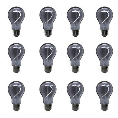 25-Watt Equivalent A19 Dimmable LED Smoke Glass Vintage Edison Light Bulb With Curve Filament Daylight (12-Pack)
