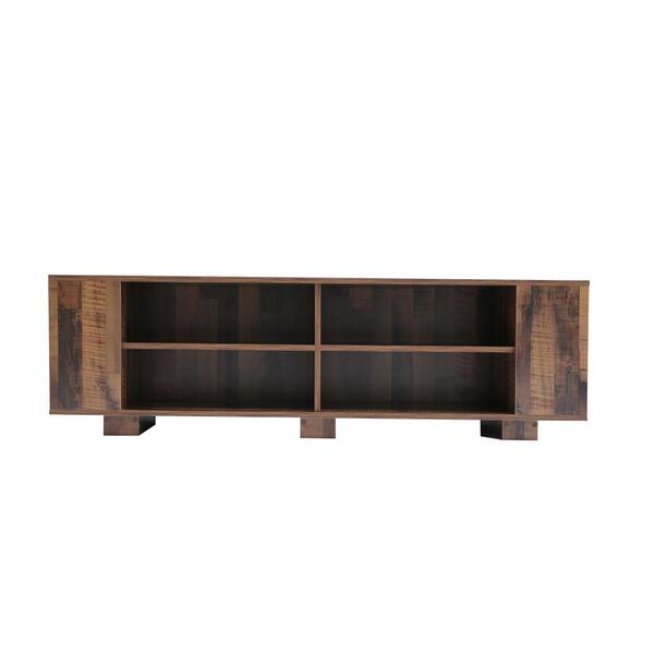 Unbranded 59 in. Brown TV Stand for Fits TV' up to 65 in. Flat Screen with 8-Open Shelves,Brown