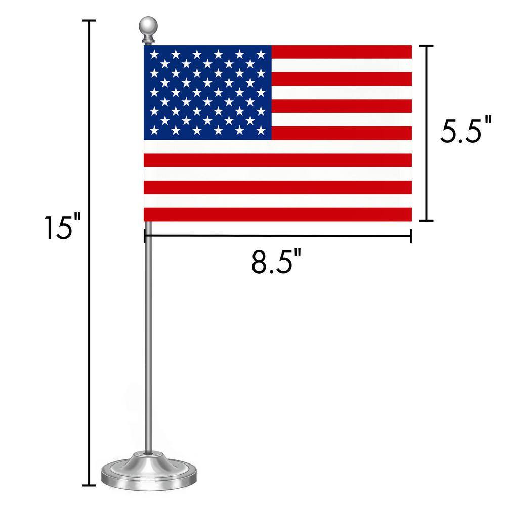 Patriotic 8.5x5.5 Inch American Desk Flag with Metal Pole
