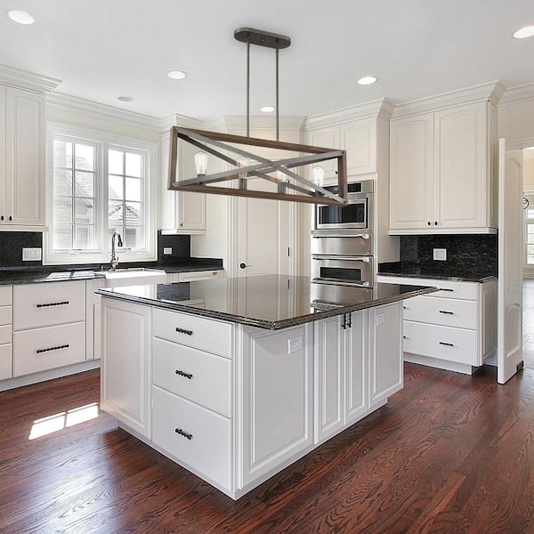 Cordelia Lighting 4-Light Brushed Iron Industrial Linear Chandelier for Kitchen Islands with No Bulbs Included