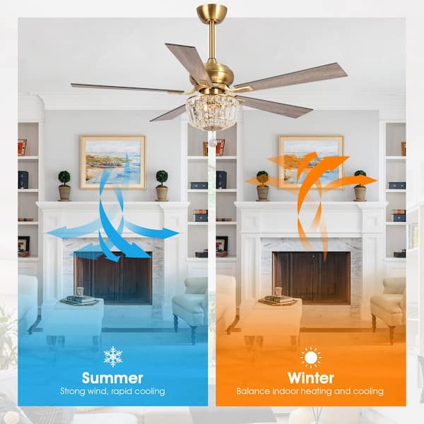 Parrot Uncle Shena 52 in. Indoor Downrod 5-Blade Gold Ceiling Fan