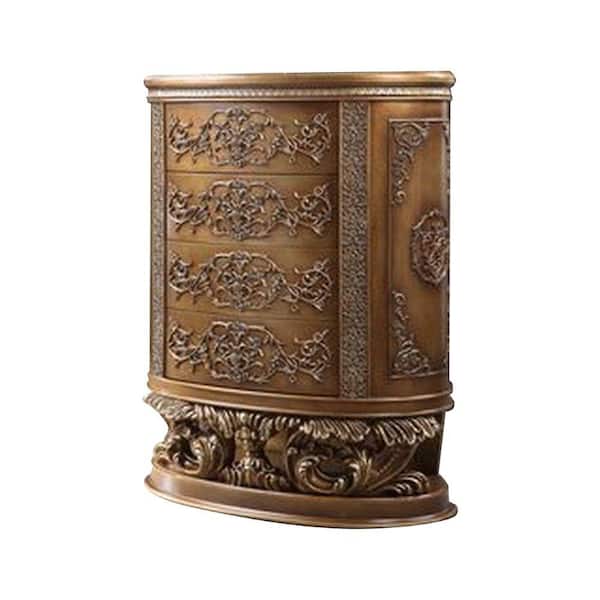Benjara 23 in. Gold 4-Drawer Wooden Chest of Drawers