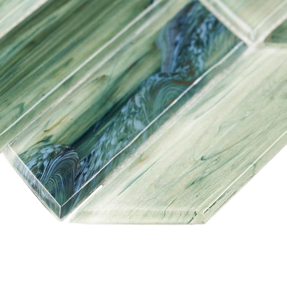 Tara Green Chevron Glass Mosaic Wall Tile