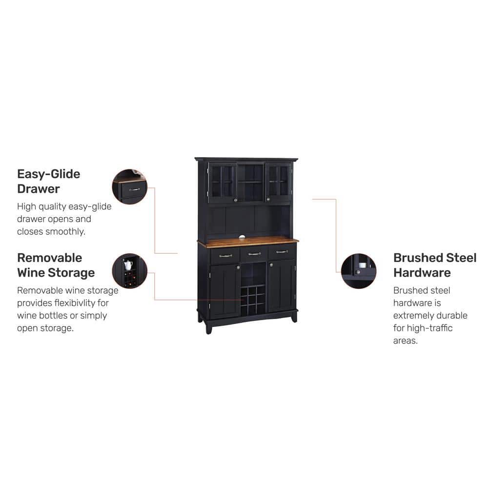 Black and Oak Wood 47" China Cabinet with Plexiglass Doors
