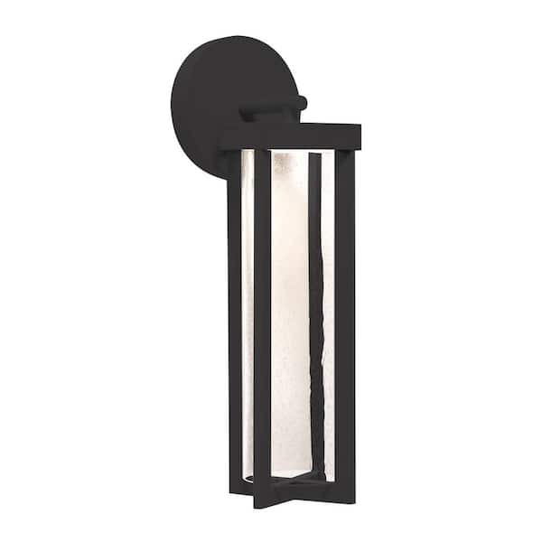 Rivers 18.4 in. Black Outdoor Hardwired Lantern Sconce with Integrated LED