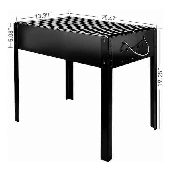 Portable Foldable Outdoor Charcoal Barbecue Grill in Black