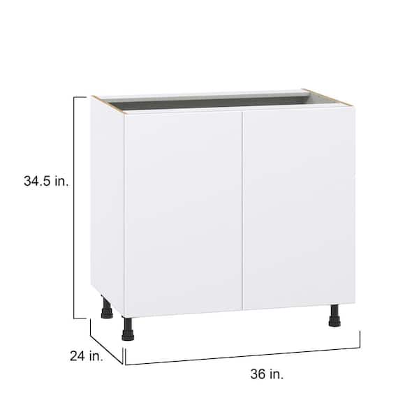 J COLLECTION Fairhope Bright White Slab Assembled Base Kitchen Cabinet with Full Height Doors (36 in. W x 34.5 in. H x 24 in. D)