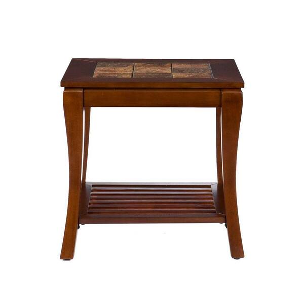 Home Decorators Collection Cambria Brown Cherry Slate End Table-DISCONTINUED