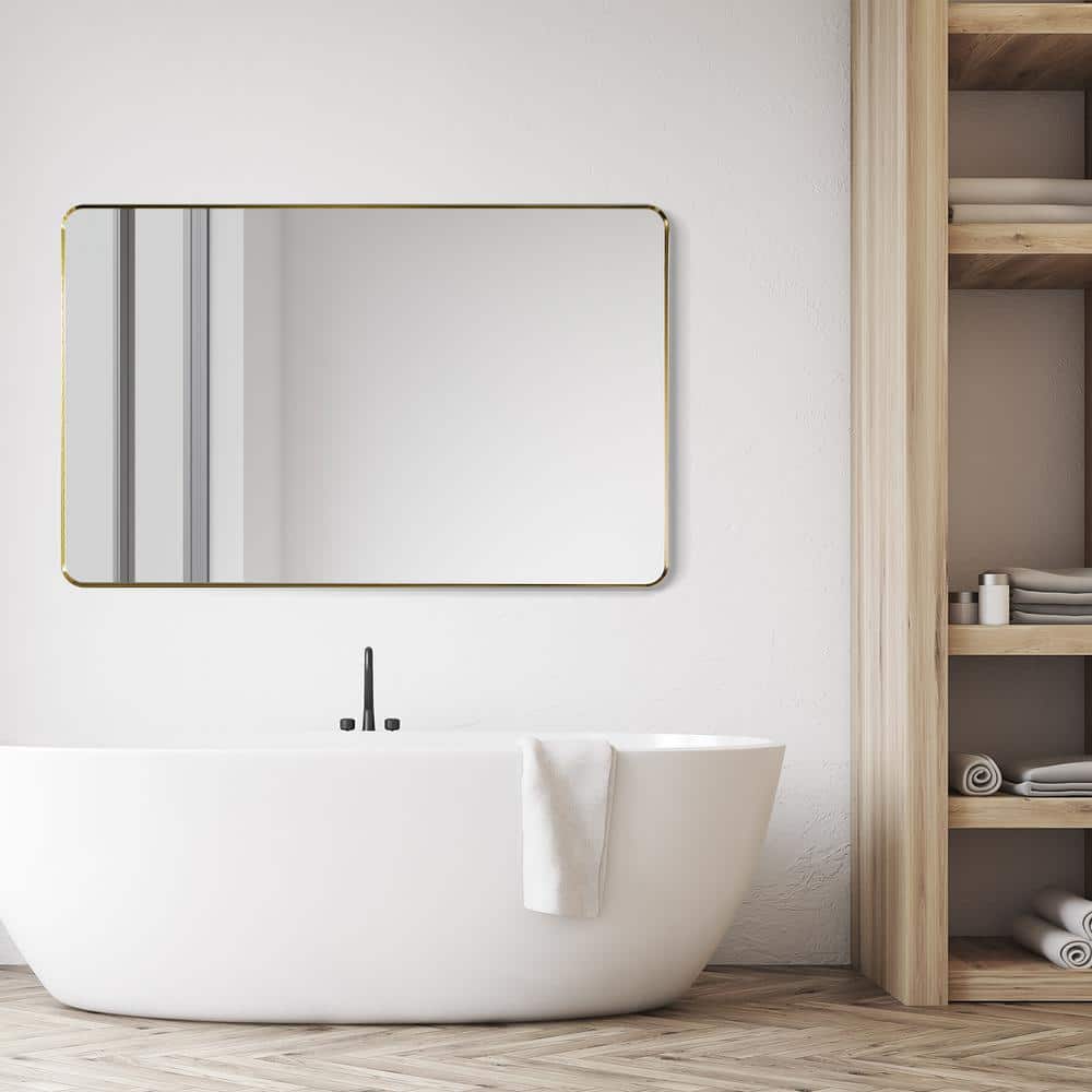 Eleganza 48" Gold & Silver Aluminum Rectangular Vanity Mirror