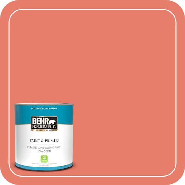 BEHR PREMIUM PLUS 1 qt. Home Decorators Collection #HDC-SM14-12 Cosmic Coral Satin Enamel Low Odor Interior Paint & Primer