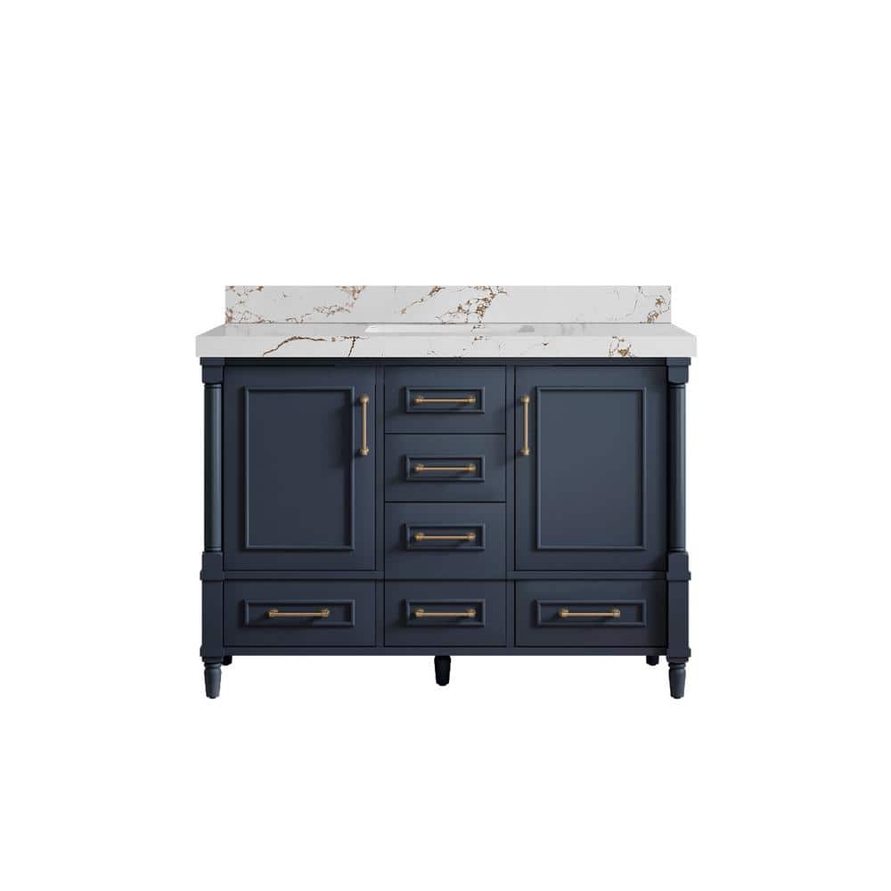Hudson 48 in. W x 22 in. D x 36 in. H Single Sink Bath Vanity in Navy Blue with 2 in. Viola Brown qt. Top price history on PriceWatchPro