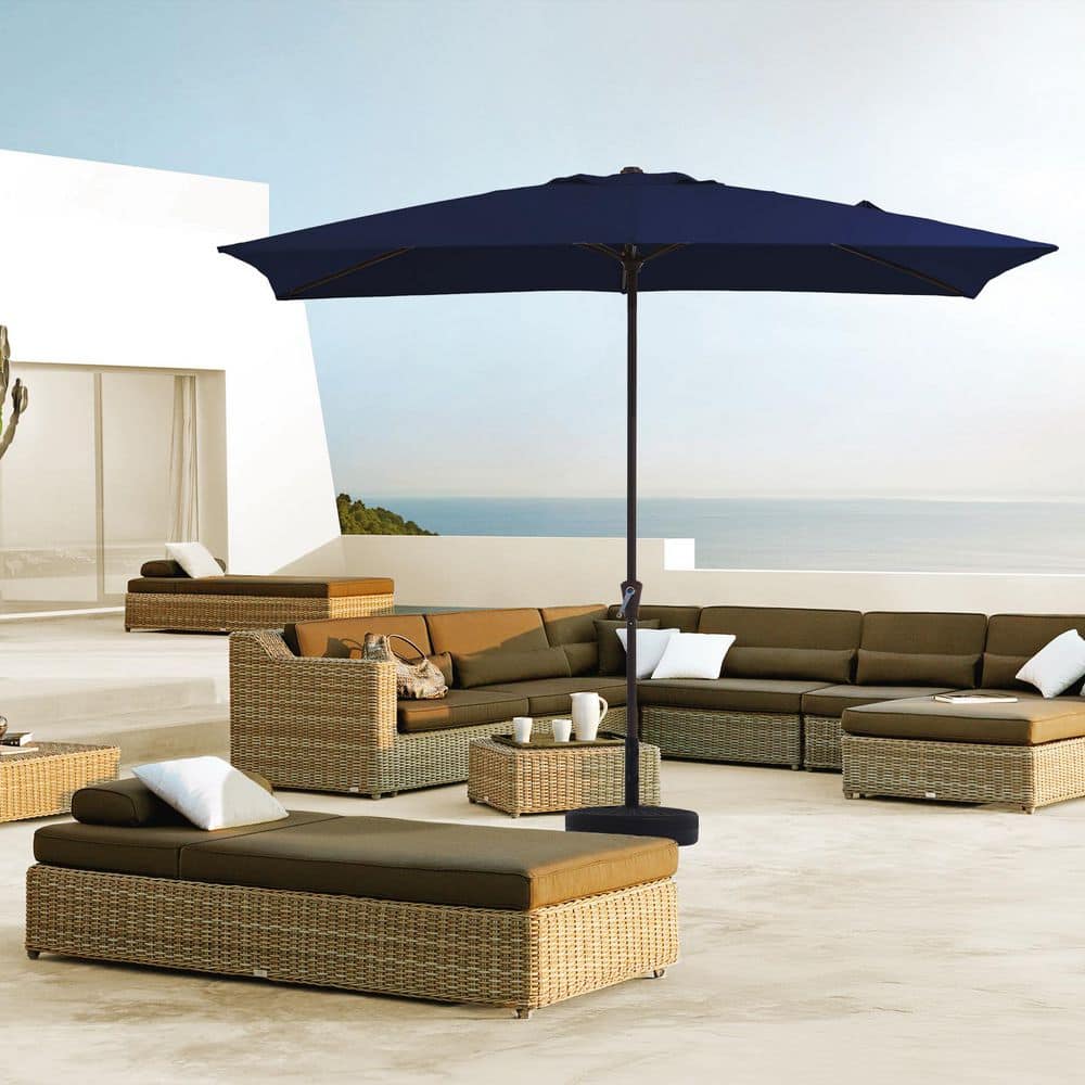 6.5 ft. x 10 ft. Steel Market Tilt Patio Umbrella in Navy
