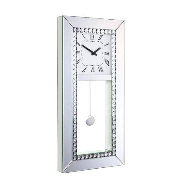Lotus Mirrored Wall Clock with Faux Crystal Diamonds
