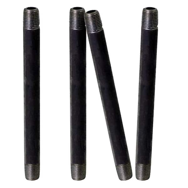 PLUMBFLEX Black Steel Pipe, 1/4 in. x 12 in. Nipple Fitting (4-Pack)
