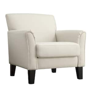 Durham White Fabric Arm Chair with Ottoman