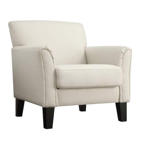 HomeSullivan Durham White Fabric Arm Chair with Ottoman