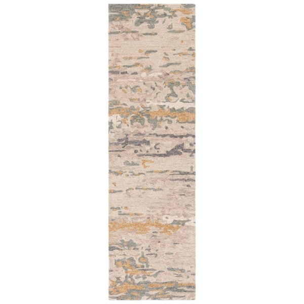 Soho 2 ft. x 8 ft. Beige/Gray Abstract Granite Runner Rug