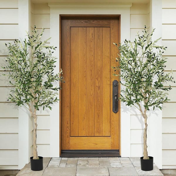 6 ft. Tall Artificial Olive Tree Faux Olive Plants for Indoor and Outdoor (2- Pack)