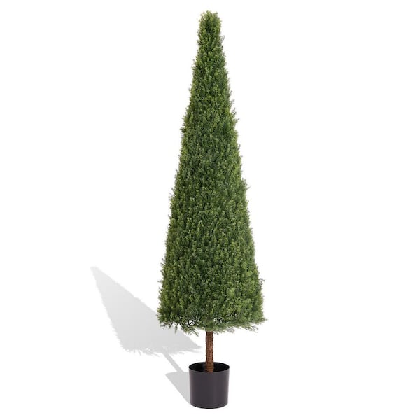 Avex 6 ft. Artificial Boxwood Disassemblable Conical Tree in Pot