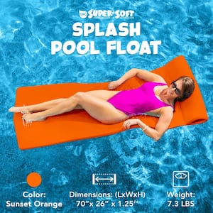 Splash 70 in. Foam Raft Lounger Swimming Pool Mat, Sunset Orange