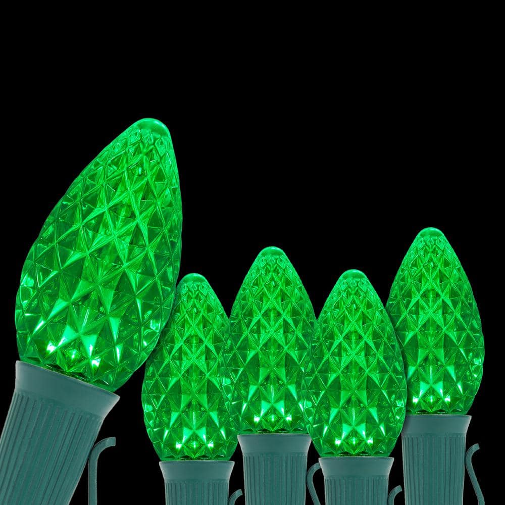 Wintergreen Lighting OptiCore 24 ft. 25-Light LED Green Faceted C7 String Light Set