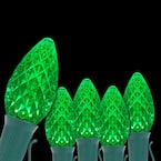 OptiCore 24 ft. 25-Light LED Green Faceted C7 String Light Set
