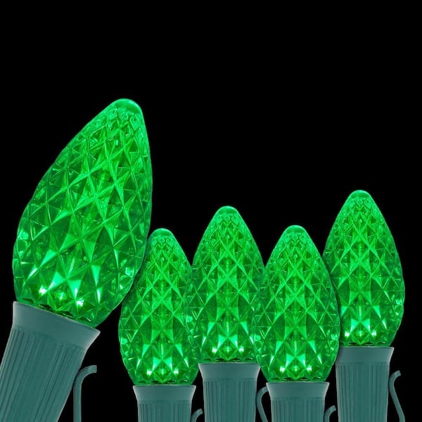 Wintergreen Lighting OptiCore 24 ft. 25-Light LED Green Faceted C7 String Light Set