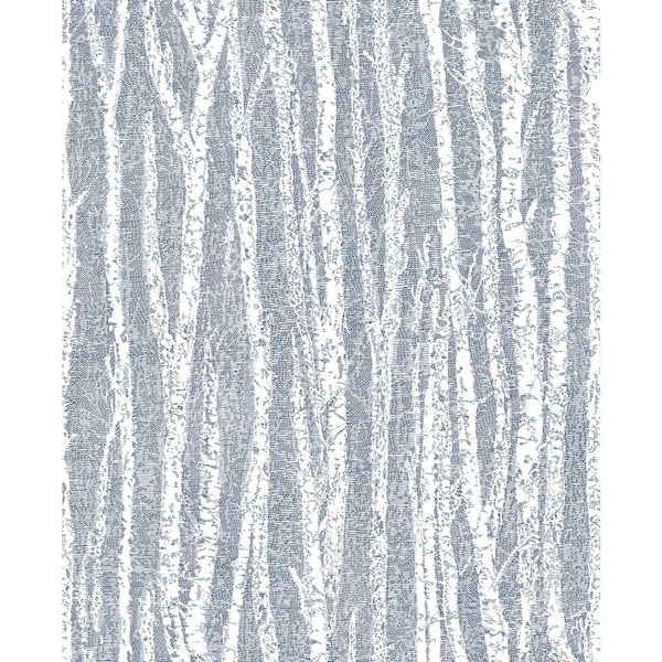 Advantage Flay Navy Birch Tree Navy Wallpaper Sample