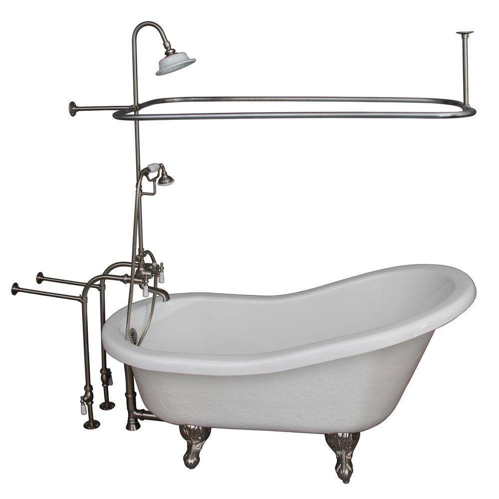 5.6 ft. Acrylic Ball and Claw Feet Slipper Tub in White with Brushed Nickel price history on PriceWatchPro