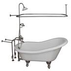 5.6 ft. Acrylic Ball and Claw Feet Slipper Tub in White with Brushed Nickel