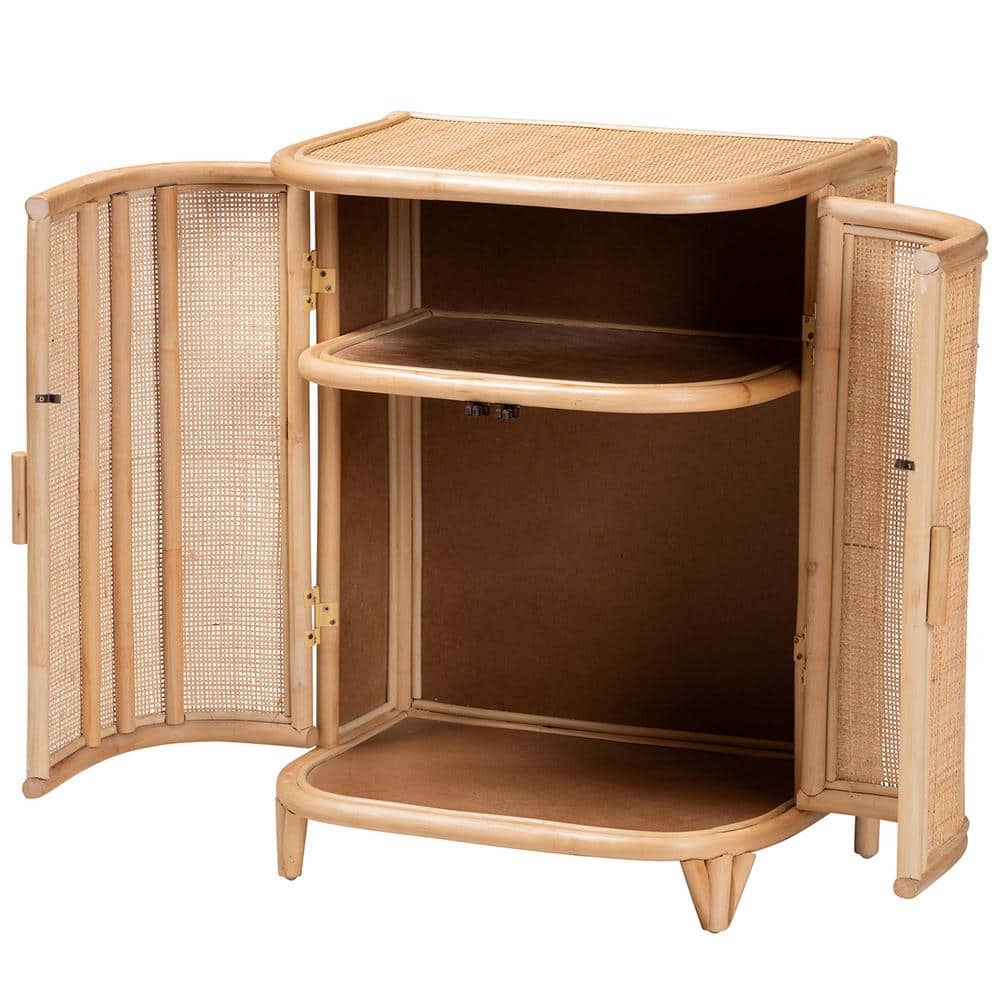 Yanka Natural Rattan Bohemian Storage Cabinet with Shelves