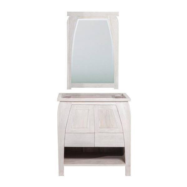 Coastal Vogue Tranquility 30 in. W Teak Vanity Bath Cabinet Only With Mirror in Driftwood